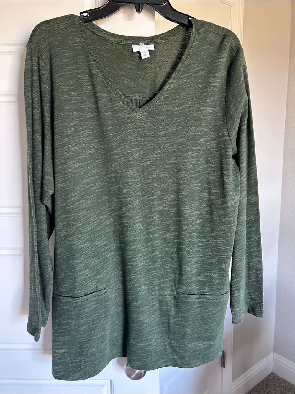 J. Jill Pima Cotton V Neck Tunic Top Relaxed Green Size XL NWOT